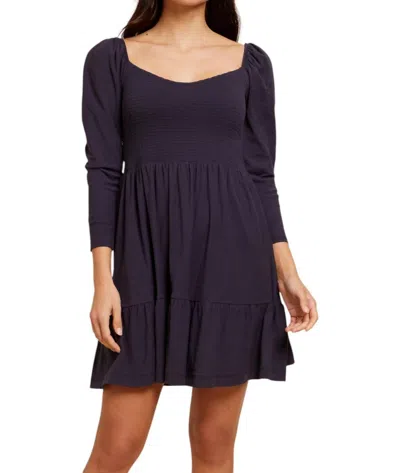 Nation Ltd Noel Babydoll Dress In Navy In Black