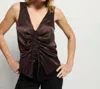 Nation Ltd Nyra Shirred Front Tank In Coffee In Brown