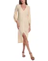 Nation Ltd Olpa Ballon Sleeve V-neck Midi Dress In Neutral