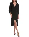 Nation Ltd Olpa Ballon Sleeve V-neck Midi Dress In Black