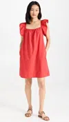 Nation Ltd Ophelia A-line Ruffle Min Dress In Cherrybomb In Red