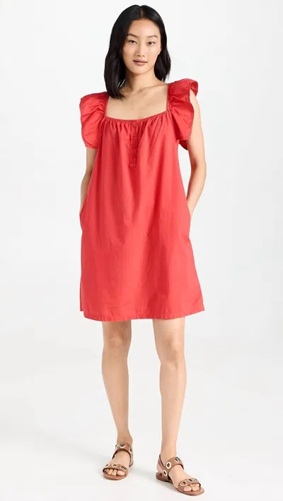 Nation Ltd Ophelia A-line Ruffle Min Dress In Cherrybomb In Red