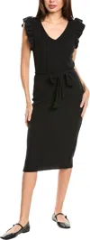 NATION LTD ORIANA RUFFLED SASH DRESS IN BLACK