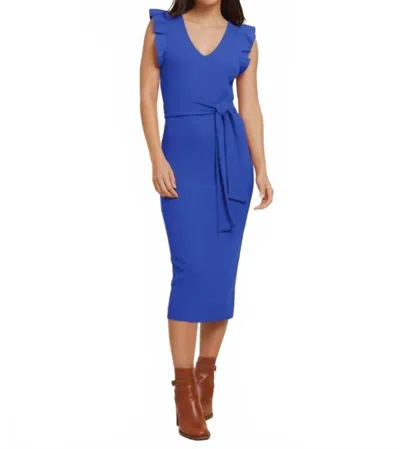 Nation Ltd Oriana Ruffled Sash Dress In Blue Suede