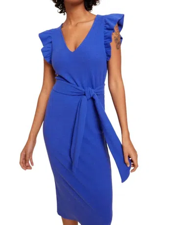 Nation Ltd Oriana Ruffled Sash Dress In Blue Suede