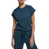 Nation Ltd Osee Short Sleeve Cotton Sweatshirt In Midnight Navy