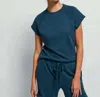 Nation Ltd Osee Short Sleeve Cotton Sweatshirt In Blue