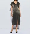 Nation Ltd Pamela Flutter Sleeve Satin Midi Dress