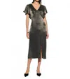 Nation Ltd Pamela Flutter Sleeve Satin Midi Dress In Black