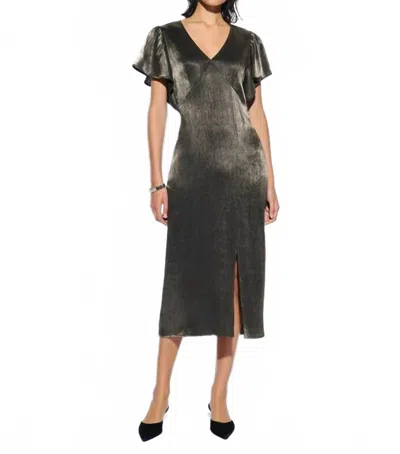 NATION LTD PAMELA SPLICED DRESS IN GRAPHITE FOIL