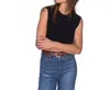 Nation Ltd Joan Rib Sleeveless Mock Neck Top In Black