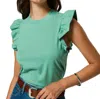 Nation Ltd Paulette Ruffle Tank Top In Green Stone In Green