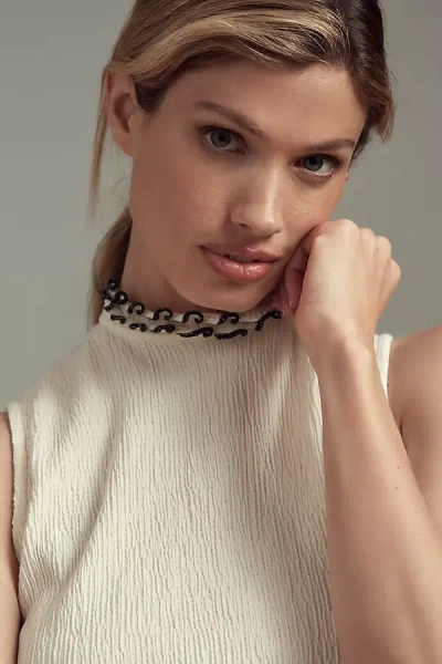 Nation Ltd Pearl Ruffle-neck Top In White