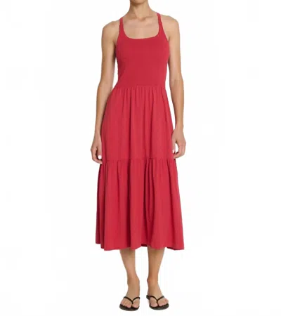Nation Ltd Penelope Smocked Midi Dress In Heartbeat Red In Pink