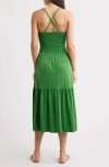 Nation Ltd Penelope Smocked Tiered Pima Cotton Midi Sundress In Green Lawn