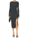 Nation Ltd Penn Long Sleeve Rib Body-con Midi Dress In Multi