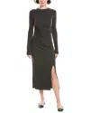 Nation Ltd Penn Long Sleeve Rib Body-con Midi Dress In Gray