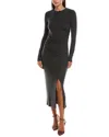 Nation Ltd Penn Long Sleeve Rib Body-con Midi Dress In Gray