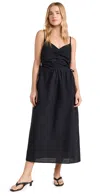 Nation Ltd Peppa Ruched Linen-blend Sundress In Jet Black