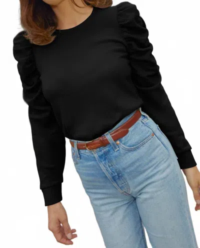 Nation Ltd Perla Gathered Sweatshirt In Green Tea In Black