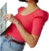 Nation Ltd Pixie Scoop Neck Tee In Red In Red