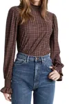 Nation Ltd Prim And Proper Plaid Top In Violet In Purple