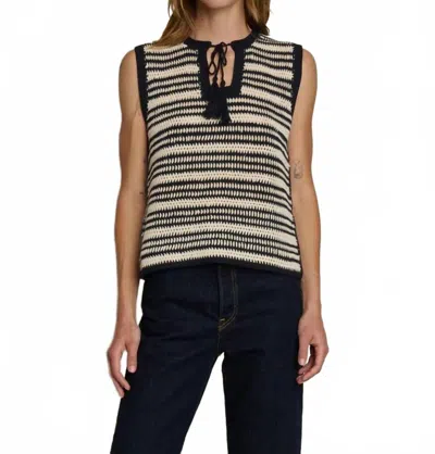 Nation Ltd Priscilla Crochet Tank In Seascape Stripe In Black