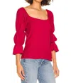 Nation Ltd Puff Sleeve Top In Red In Red
