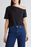 Nation Ltd Randa Draped One-shoulder Cotton Top In Black