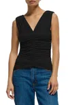 Nation Ltd Raquel Shirred Top In Jet Black In Black