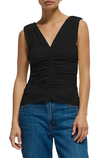 Nation Ltd Raquel Shirred Top In Jet Black