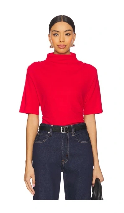 Nation Ltd Reed Mock Neck Top In Red