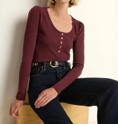 Nation Ltd Reeva Henley Top In Port In Burgundy