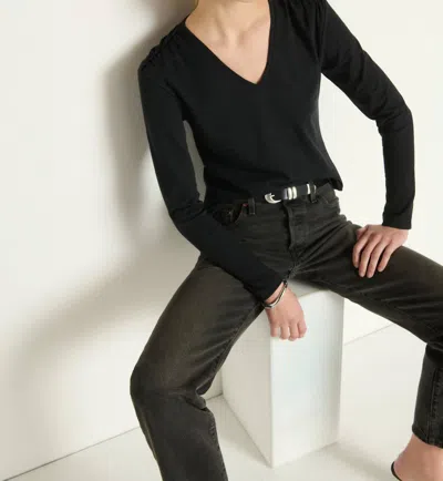 Nation Ltd Remi V-neck Top In Jet Black