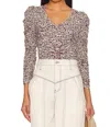 Nation Ltd Renee Shirred Top In Masquerade In Beige