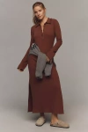Nation Ltd Rennie Long-sleeve Collared Knit Midi Dress In Brown