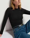 Nation Ltd Rita Mock Neck Longsleeve Top In Jet Black In Black