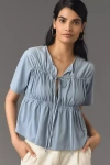 Nation Ltd Robin Tie-front Top In Blue