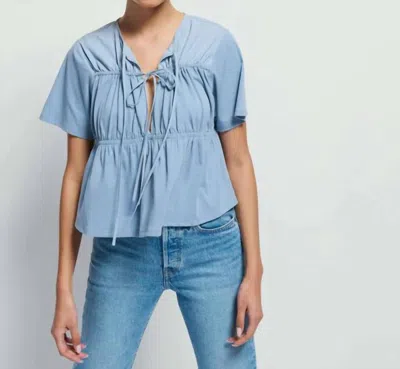 Nation Ltd Robin Tie Front Top In Faded Deim In Multi