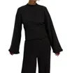 Nation Ltd Rocky Mock Neck Cotton Sweatshirt In Black
