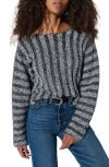 Nation Ltd Ronan Rib Cotton Blend Velour Sweater In Marled Black