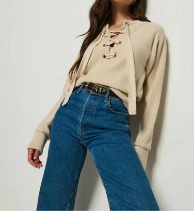 Nation Ltd Rory Ribbed Neck Sweater In Parchment In Brown