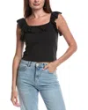 Nation Ltd Rosa Solid Ruffle Top In Black