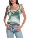 Nation Ltd Rosa Stripe Ruffle Top In Green