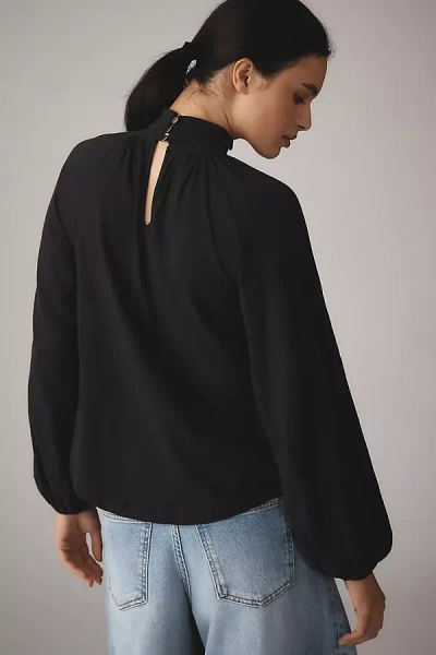 Nation Ltd Rosalie Long-sleeve Keyhole Blouse In Black