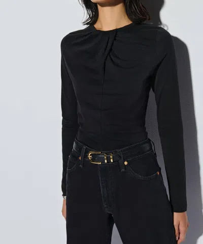 Nation Ltd Rosalind Long Sleeve Top In Jet Black