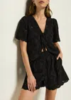 Nation Ltd Rosalyn Tie Front Top In Jet Black In Black