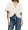 Nation Ltd Rosalyn Tie Front Cotton Lace Top In White