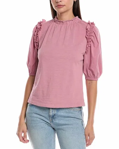 NATION LTD ROYA RUFFLED NECKLINE TOP IN LILAS