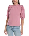 Nation Ltd Roya Ruffled Neckline Top In Lilas In Pink